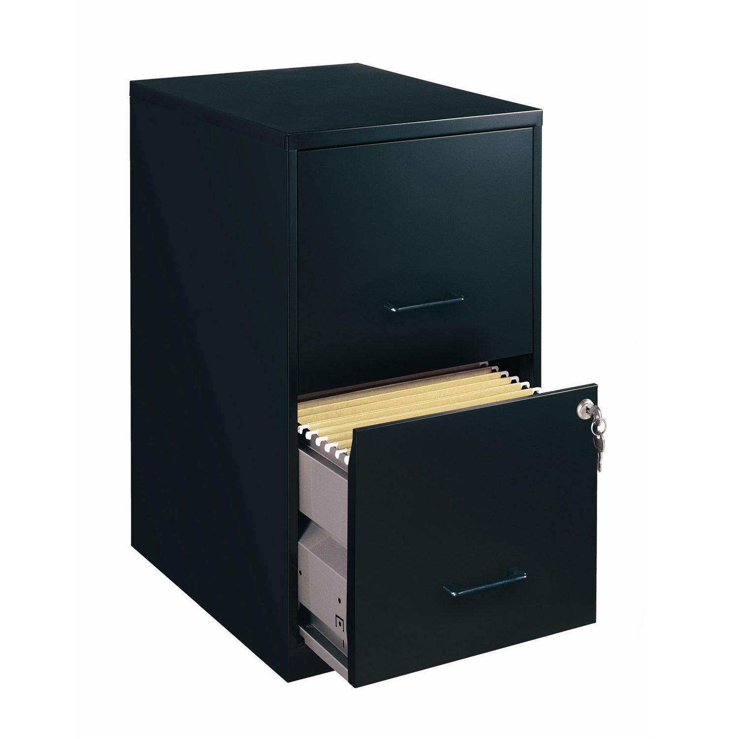 Black Metal 2-Drawer Vertical Filing File Cabinet - Made in USA-0