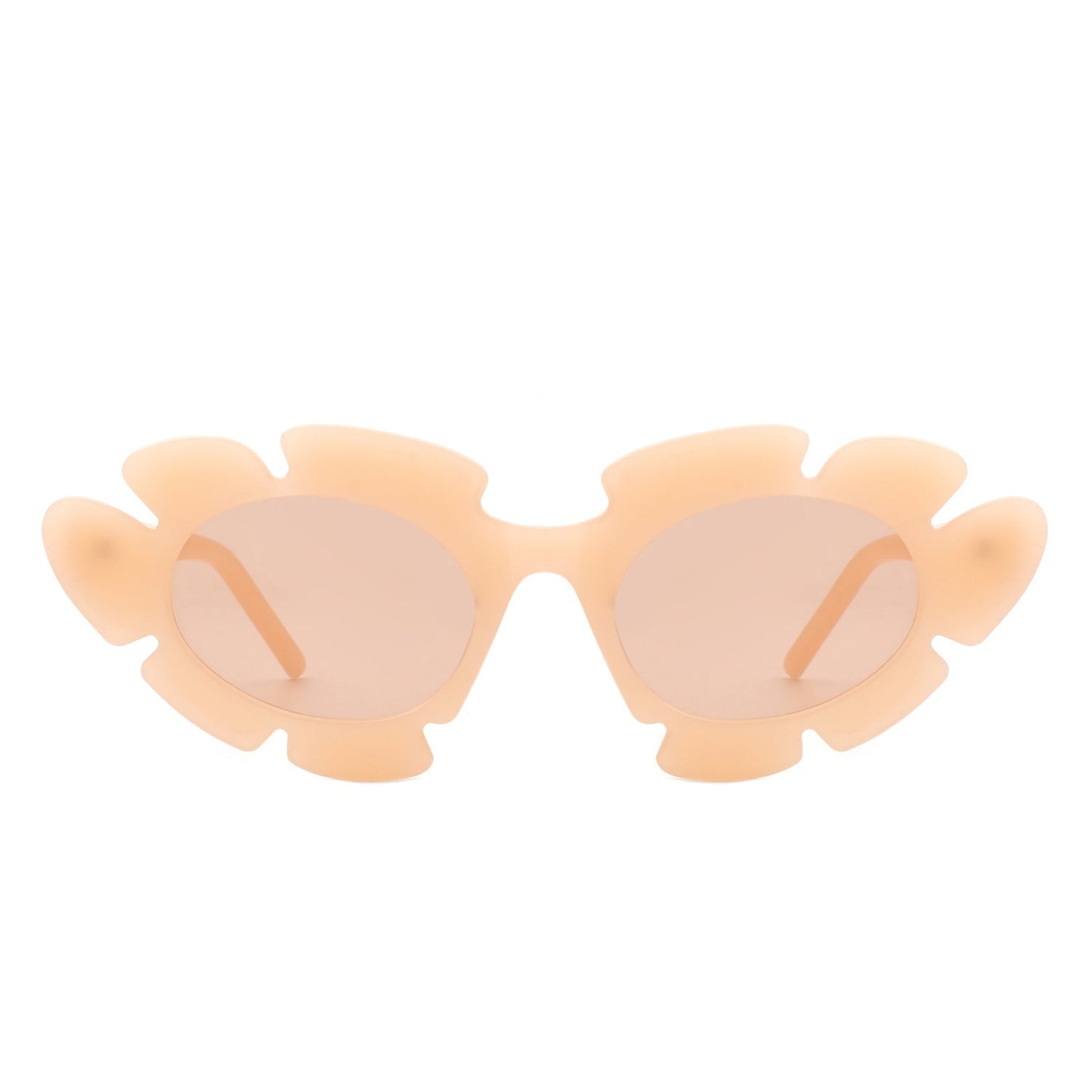 Pixielan - Women Irregular Round Cut-Out Cat Eye Flower Design Fashion Sunglasses-6