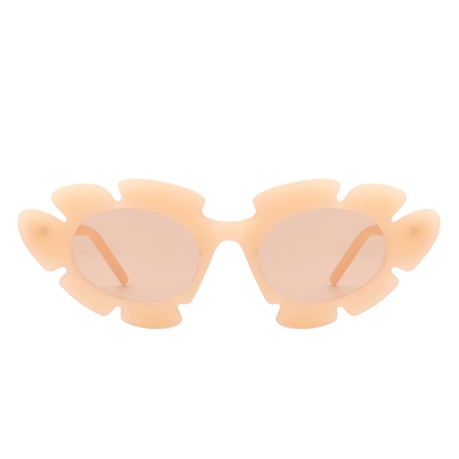 Pixielan - Women Irregular Round Cut-Out Cat Eye Flower Design Fashion Sunglasses-6