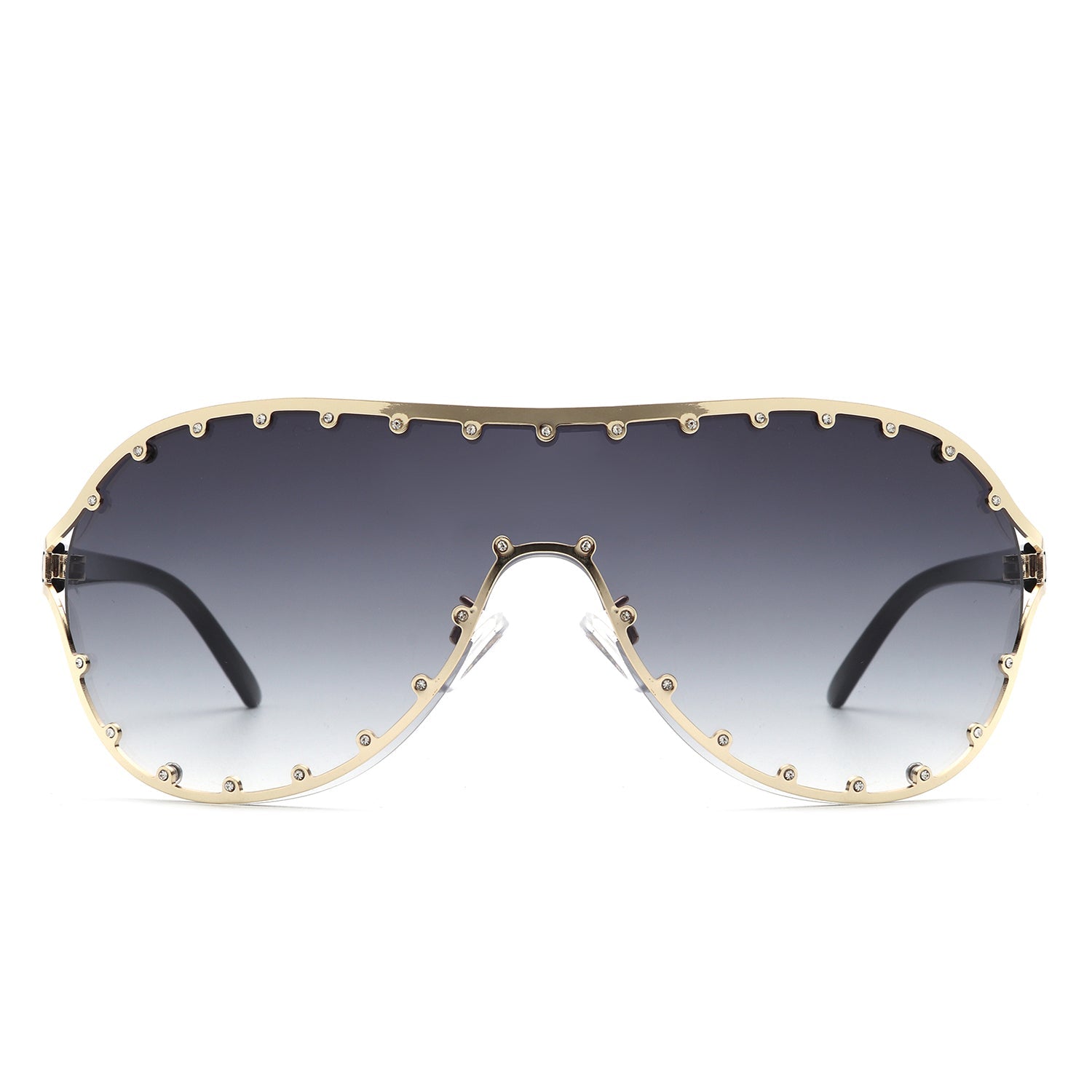 Evanesce - Oversize Rhinestone Design Fashion Women Aviator Sunglasses-4