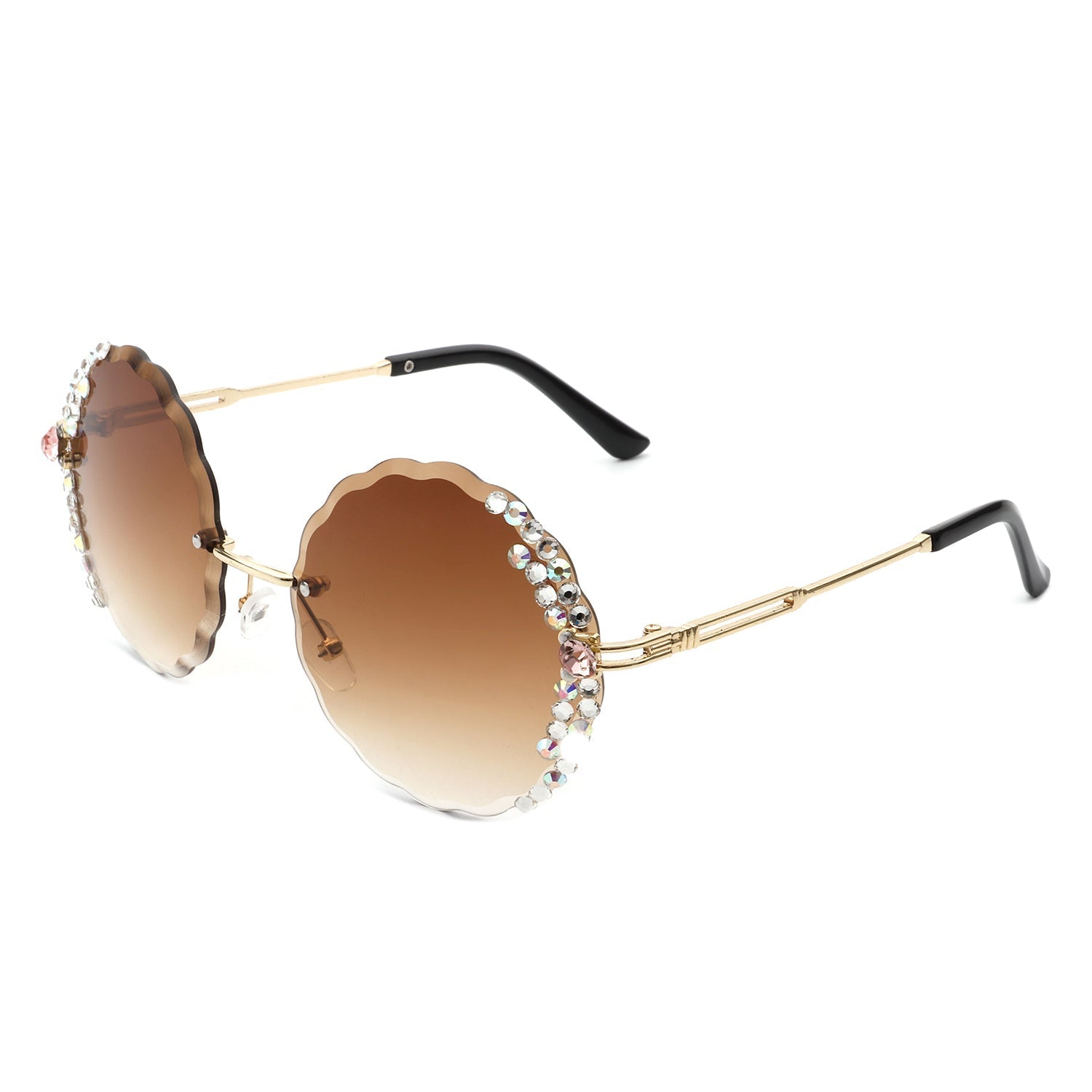 Icetwist - Round Rimless Circle Rhinestone Design Frameless Women Sunglasses-5