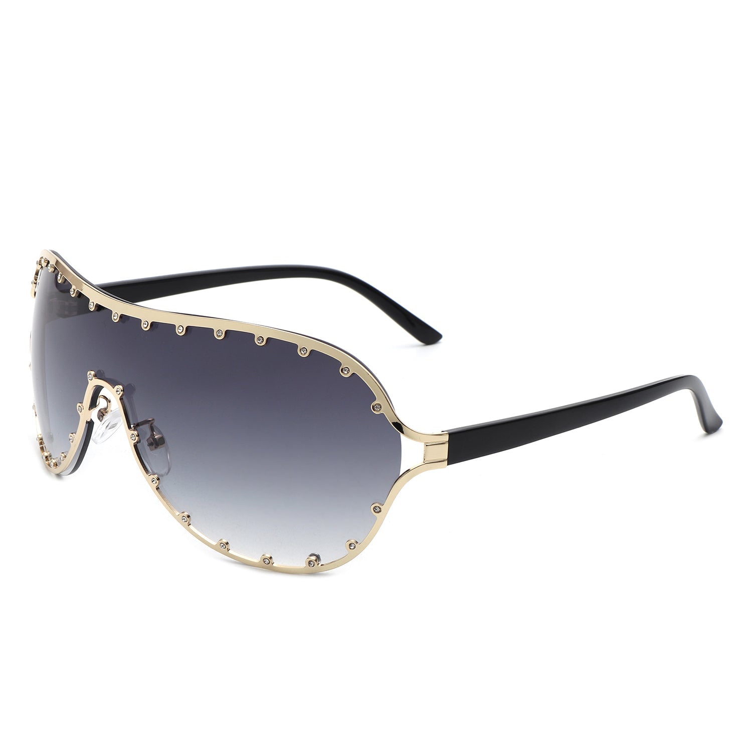 Evanesce - Oversize Rhinestone Design Fashion Women Aviator Sunglasses-5