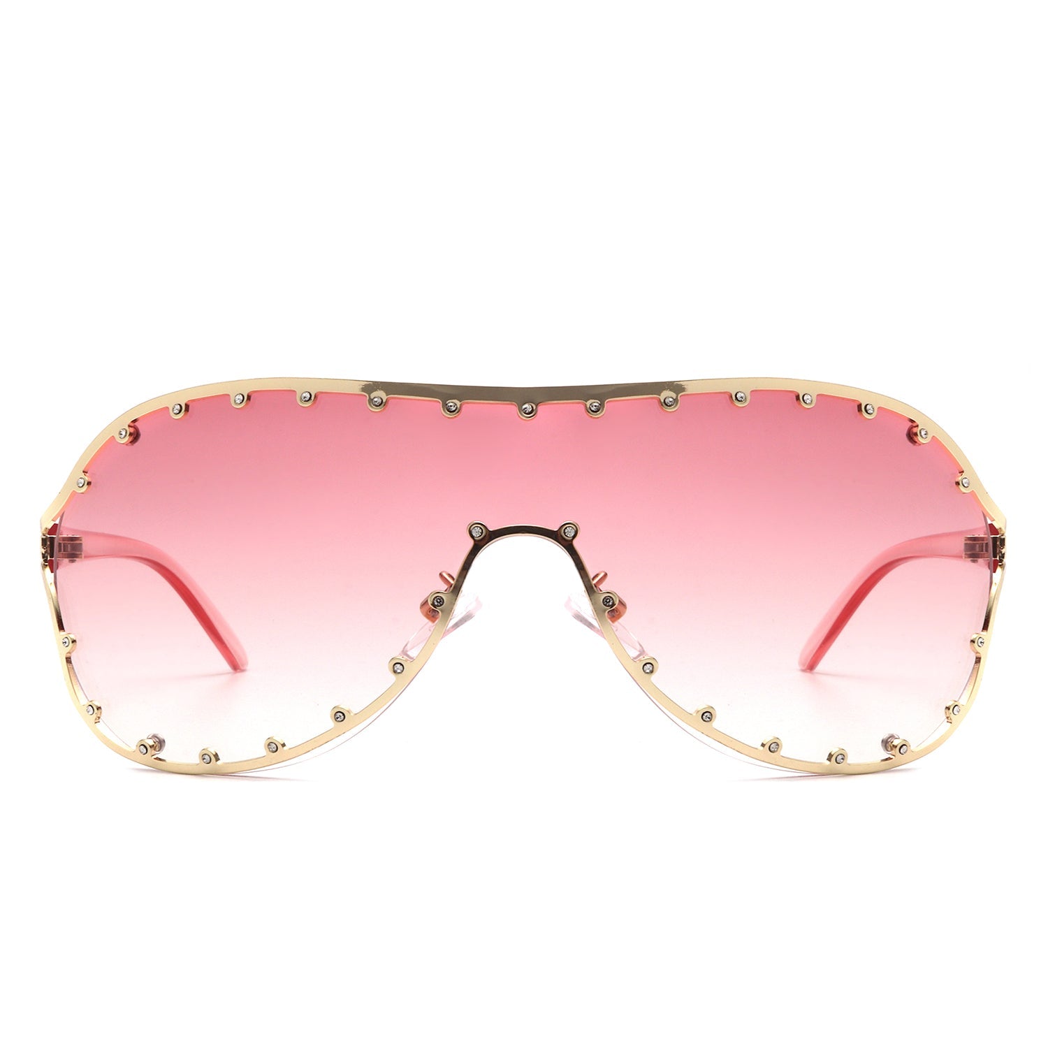 Evanesce - Oversize Rhinestone Design Fashion Women Aviator Sunglasses-6