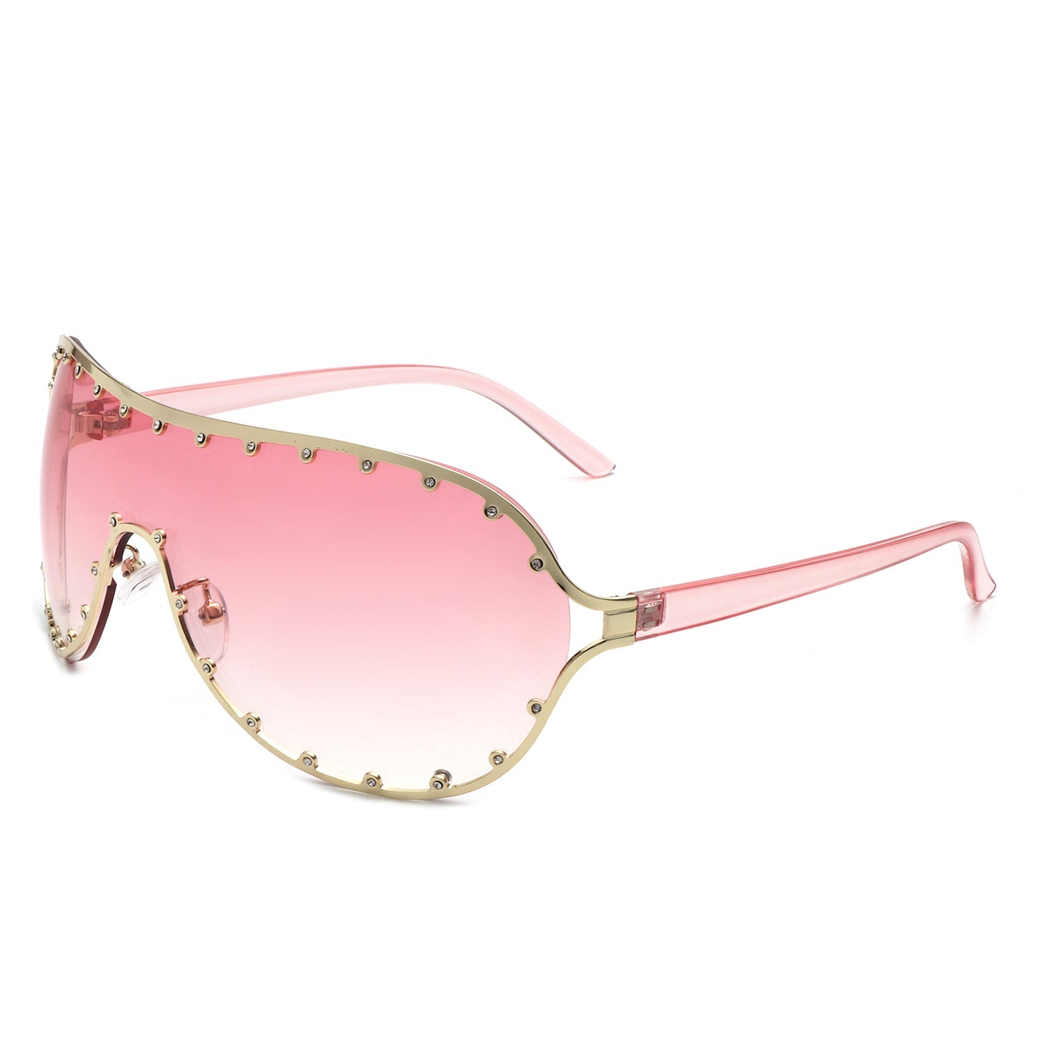 Evanesce - Oversize Rhinestone Design Fashion Women Aviator Sunglasses-7