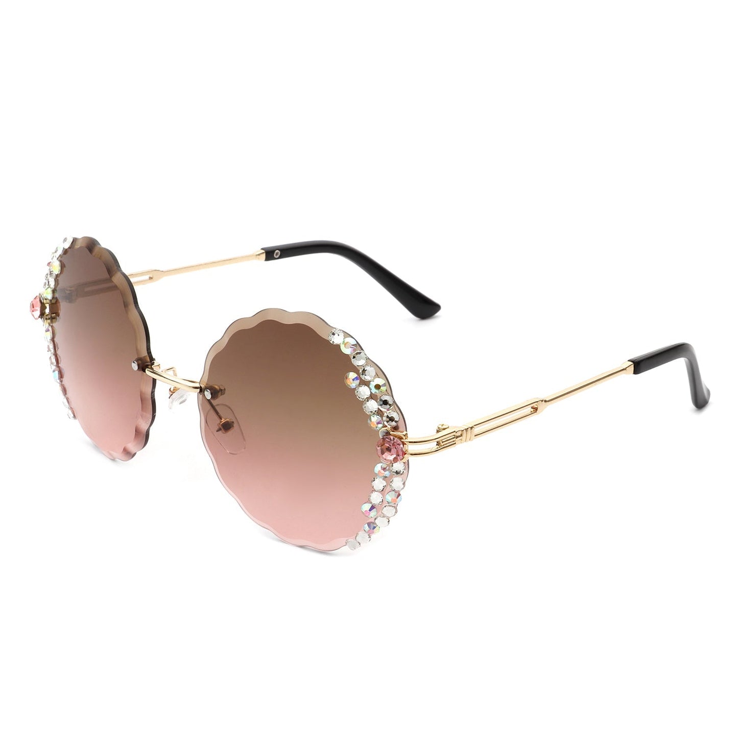 Icetwist - Round Rimless Circle Rhinestone Design Frameless Women Sunglasses-7