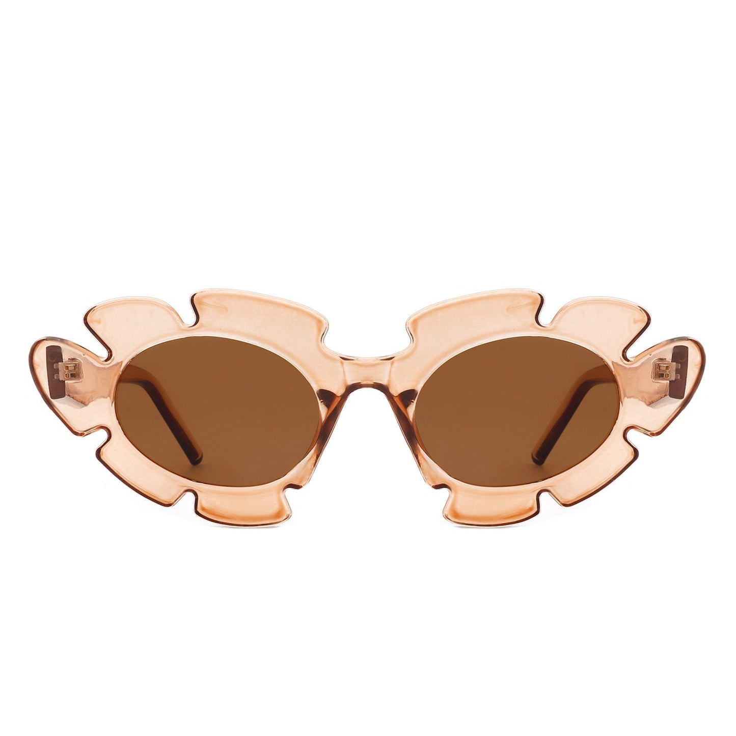 Pixielan - Women Irregular Round Cut-Out Cat Eye Flower Design Fashion Sunglasses-1