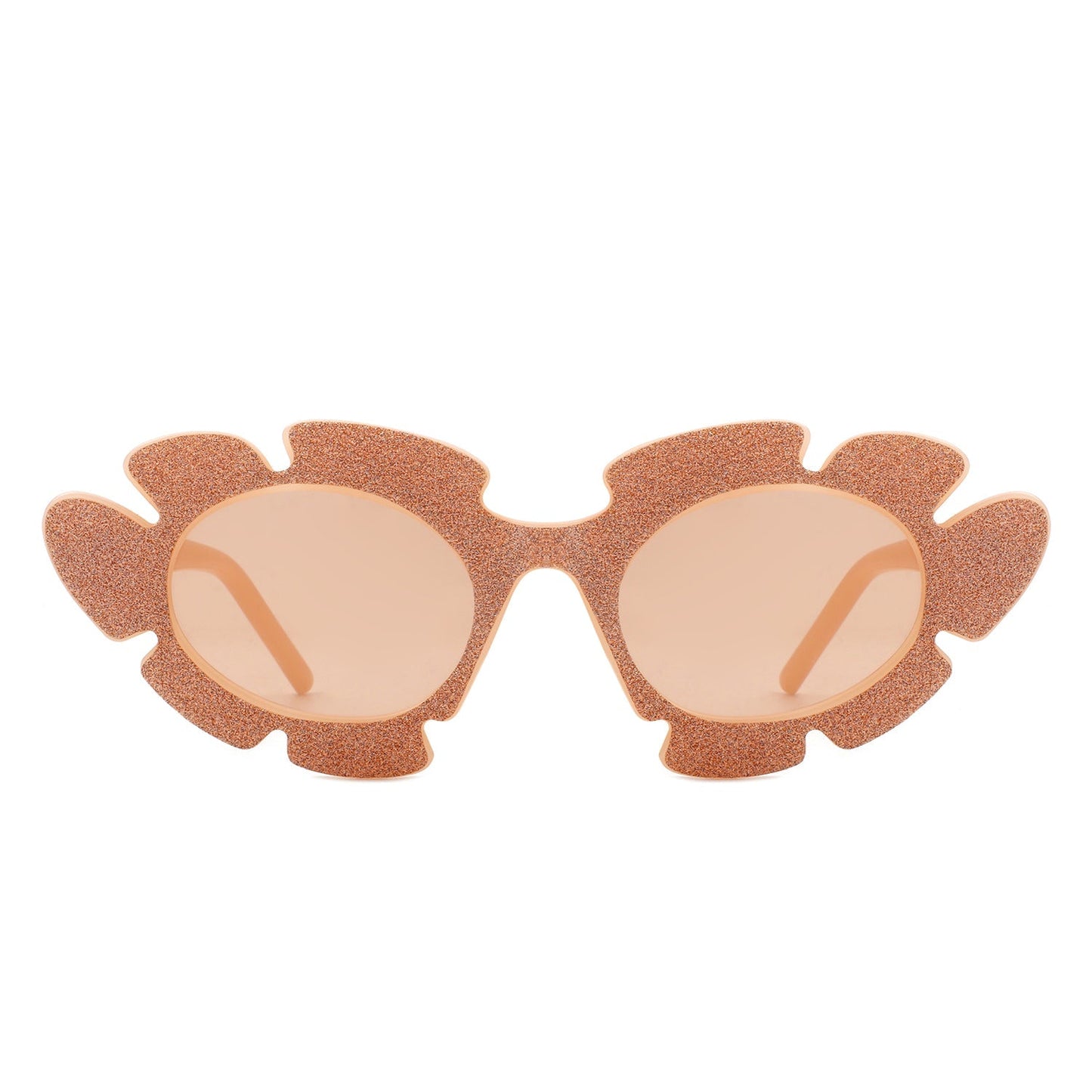 Quiveria - Irregular Glitter Round Cut-Out Cat Eye Flower Design Fashion Sunglasses-8