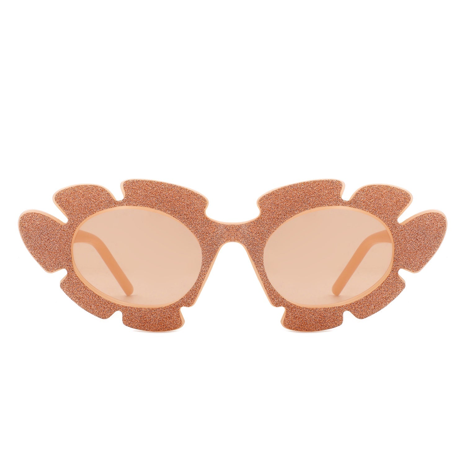 Quiveria - Irregular Glitter Round Cut-Out Cat Eye Flower Design Fashion Sunglasses-8