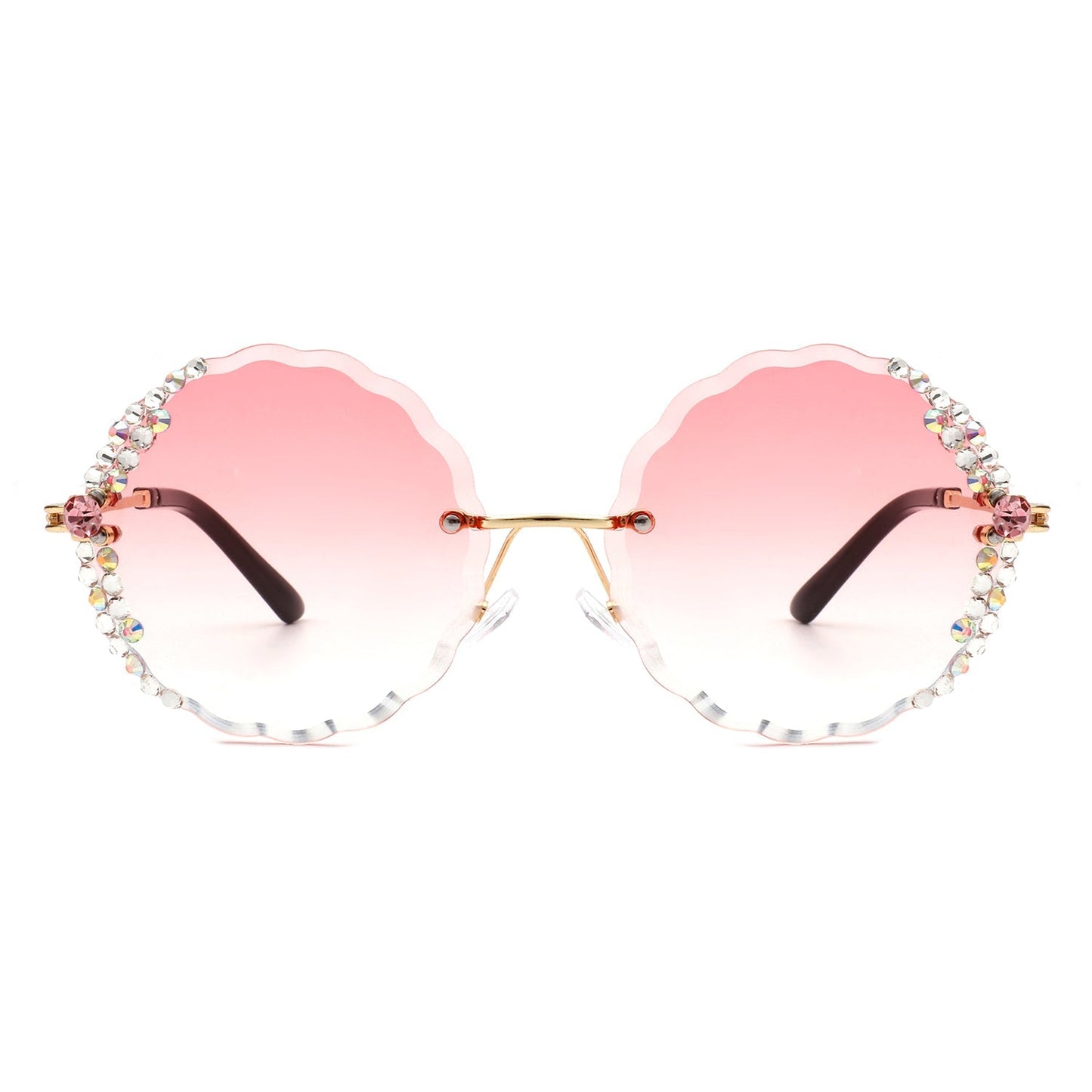 Icetwist - Round Rimless Circle Rhinestone Design Frameless Women Sunglasses-8