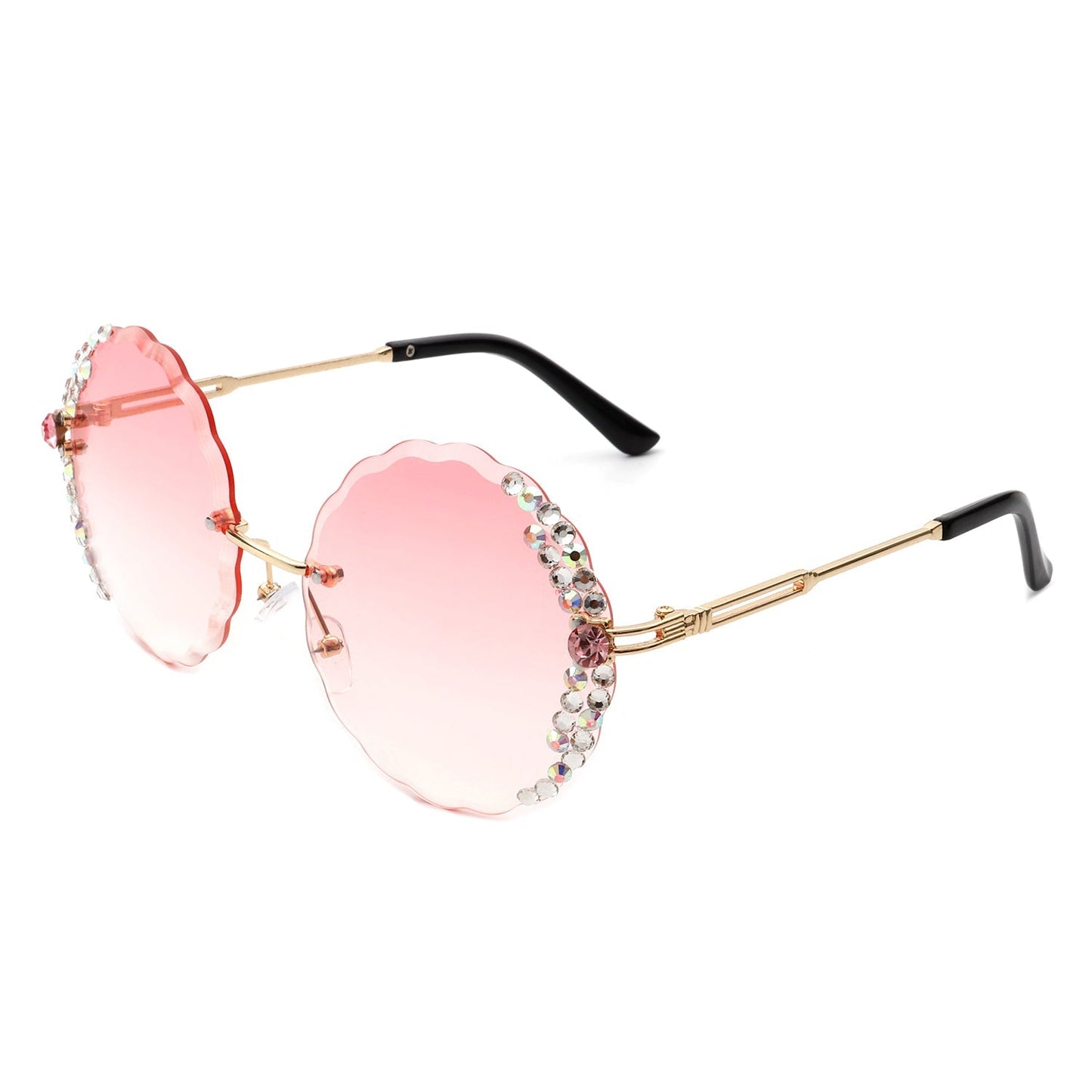 Icetwist - Round Rimless Circle Rhinestone Design Frameless Women Sunglasses-9