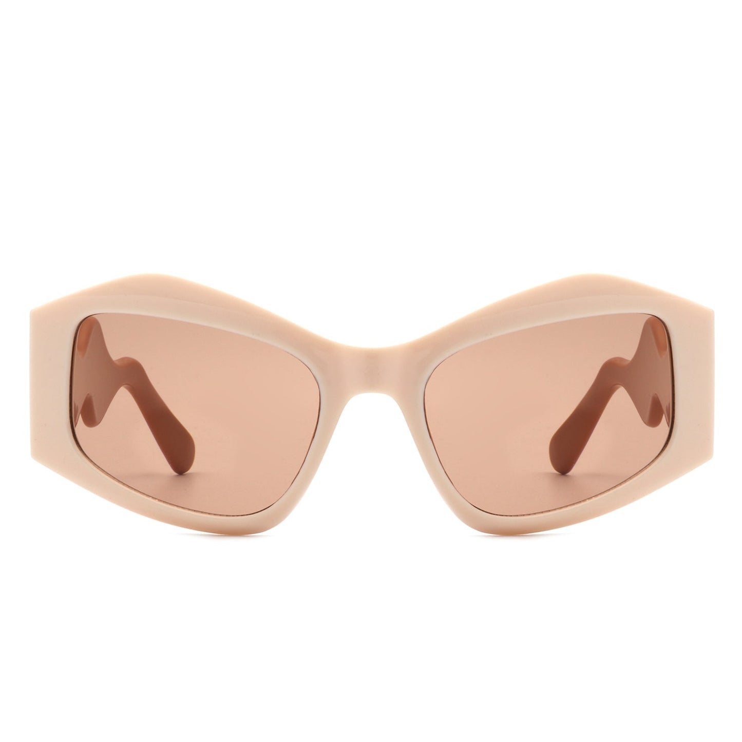 Shimmerz - Square Oversize Irregular Wavy Temple Design Fashion Sunglasses-11