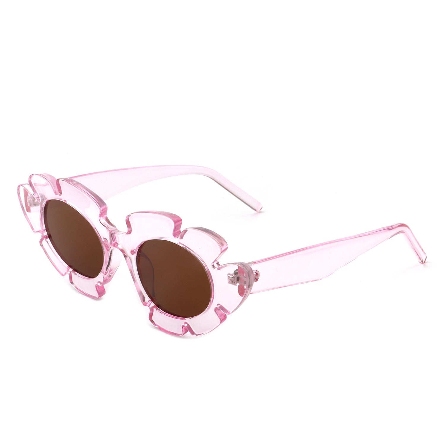 Pixielan - Women Irregular Round Cut-Out Cat Eye Flower Design Fashion Sunglasses-11