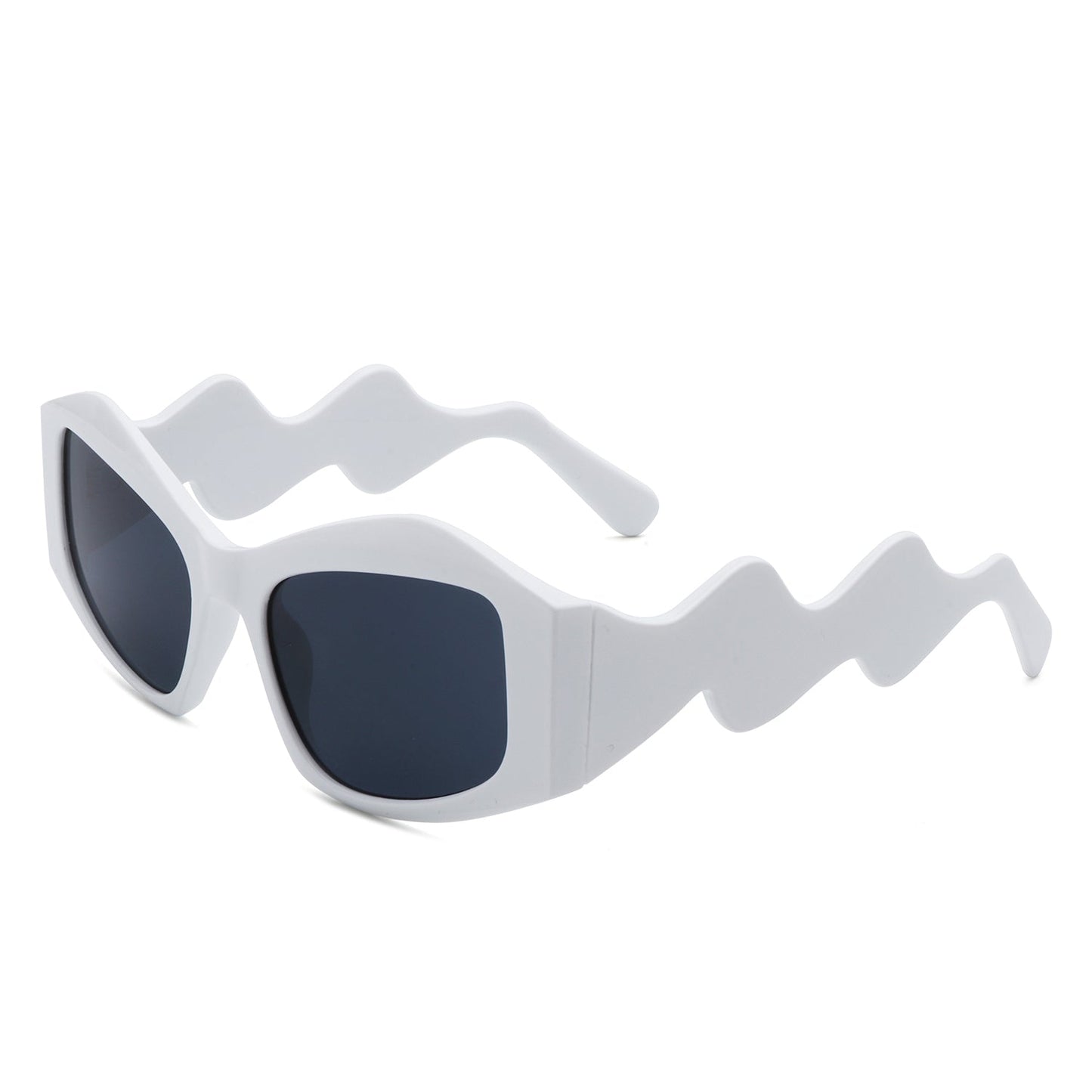 Shimmerz - Square Oversize Irregular Wavy Temple Design Fashion Sunglasses-12