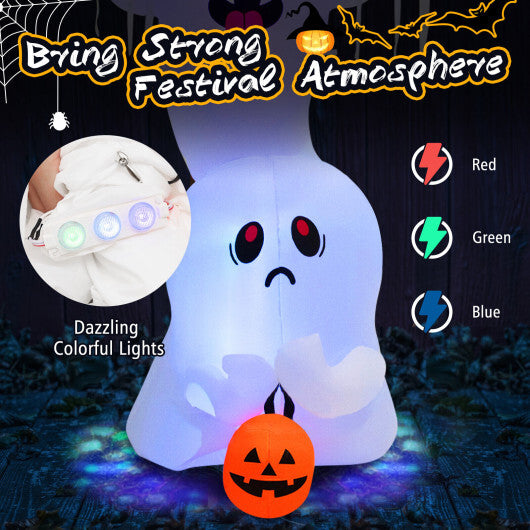 10 Feet Giant Inflatable Halloween Overlap Ghost Decoration with Colorful RGB Lights