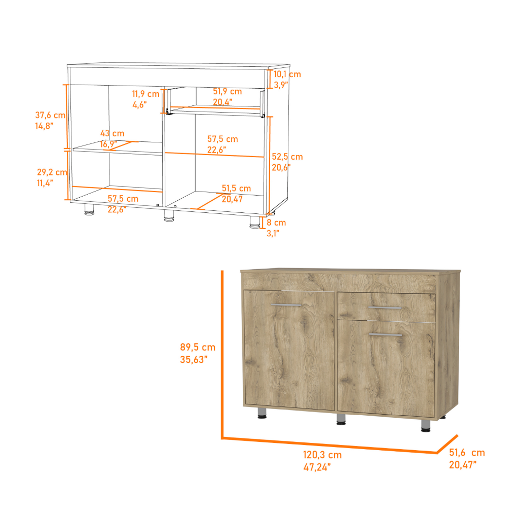 3 Drawers Dresser Maryland, Superior Top, White Finish-4