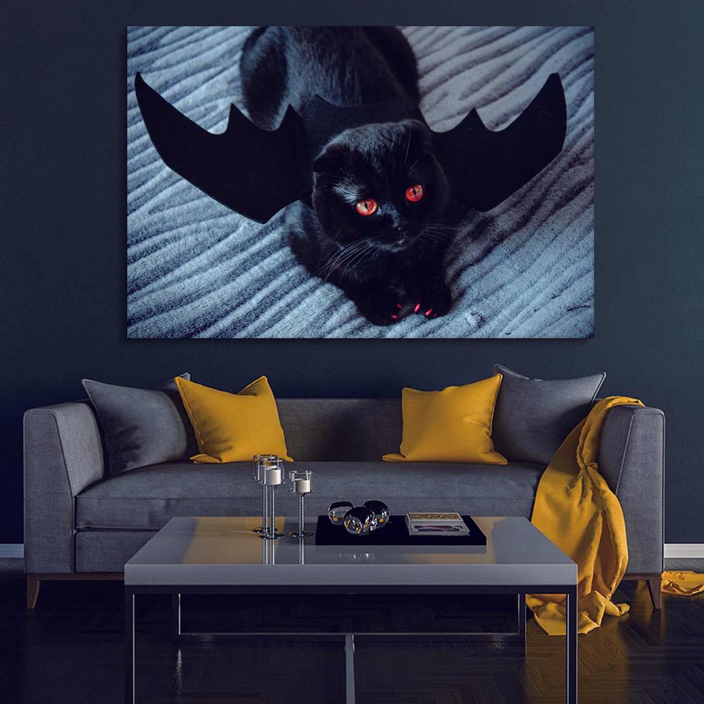 1pcs Drop-Shipping Framed Canvas Wall Art Decor Painting For Halloween,Scary Pumpkin Painting For Halloween Gift, Decoration For Halloween Office Living Room, Bedroom Decor-2418in- Thickness 1.5inch