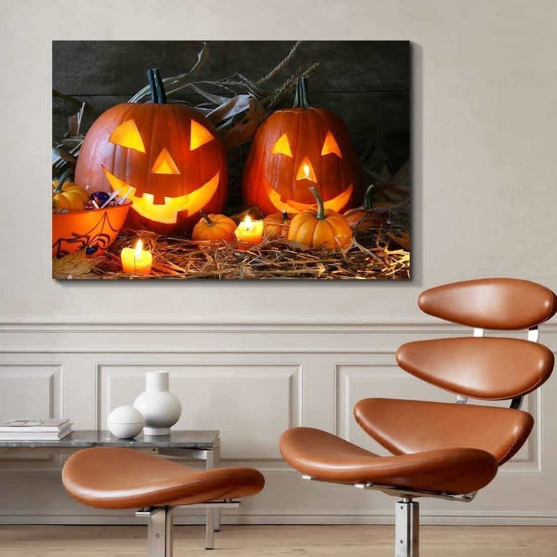 Drop-Shipping Framed Canvas Wall Art Decor Painting For Halloween, Witch in Haunted Grave Yard Painting For Halloween Gift, Decoration For Halloween Living Room, Bedroom Decor-Ready To Hang