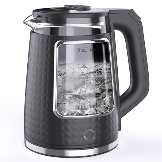 Electric Tea Kettle for Boiling Water, Food Grade Stainless Steel Base, 2.0L/1000W, Auto Shut-Off and Boil-Dry Protection, Wide Opening