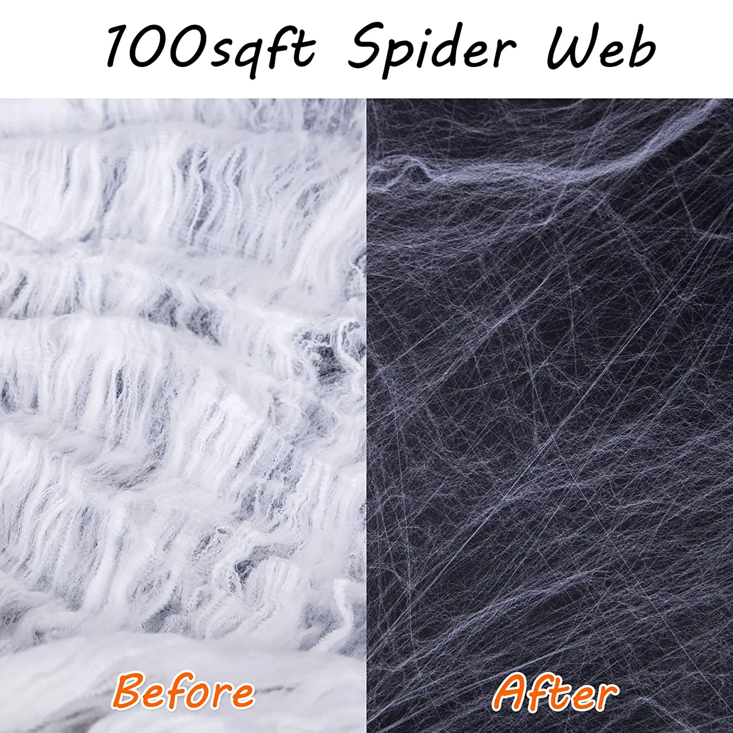 100 sqft Fake Spider Webs with Spiders Halloween Decorations 2Pcs