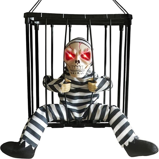 Talking Skeleton Prisoner Cage Terror, Halloween Decoration Toy