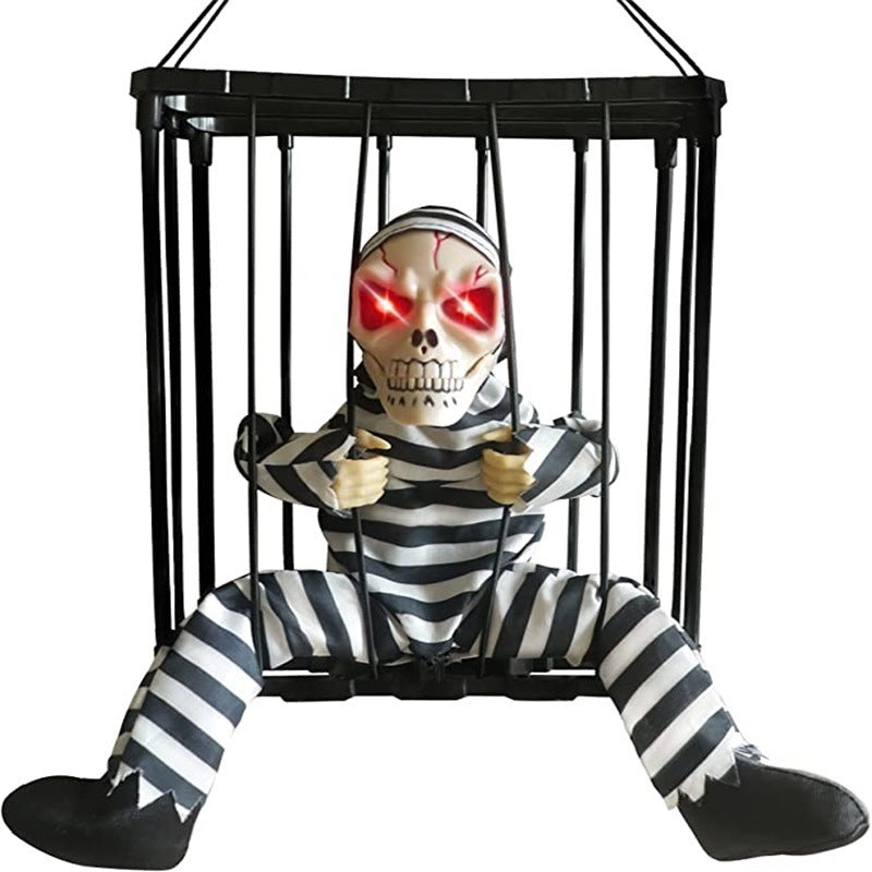 Talking Skeleton Prisoner Cage Terror, Halloween Decoration Toy