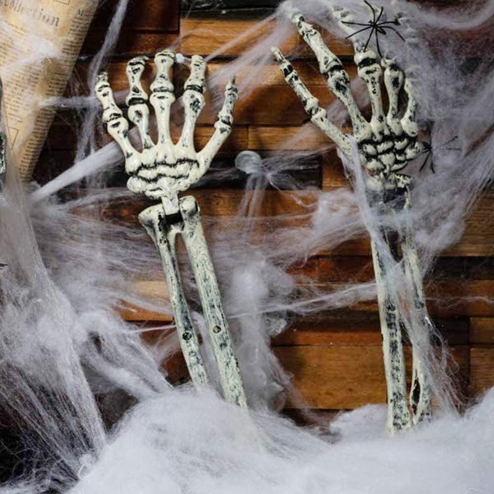 Halloween Decorations with 20 LED lights 8 changeable lighting modes waterproof battery-powered timer Skeleton Hand Realistic Halloween skeleton indoor-outdoor decorations