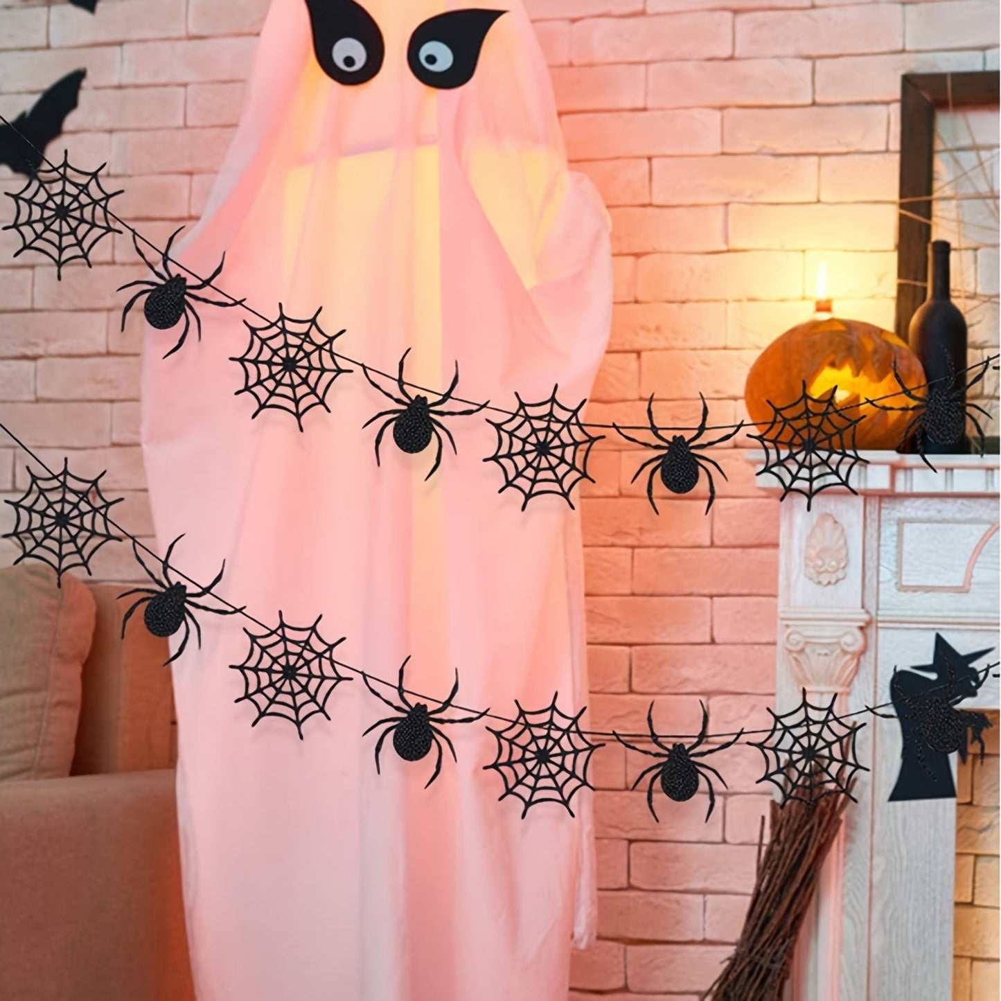 Set, Black Spiderweb Garland- Halloween Party Decorations, Halloween Spider Decor, Hanging Spider Web Banner Decor, Garland Halloween, Halloween Party Decorations