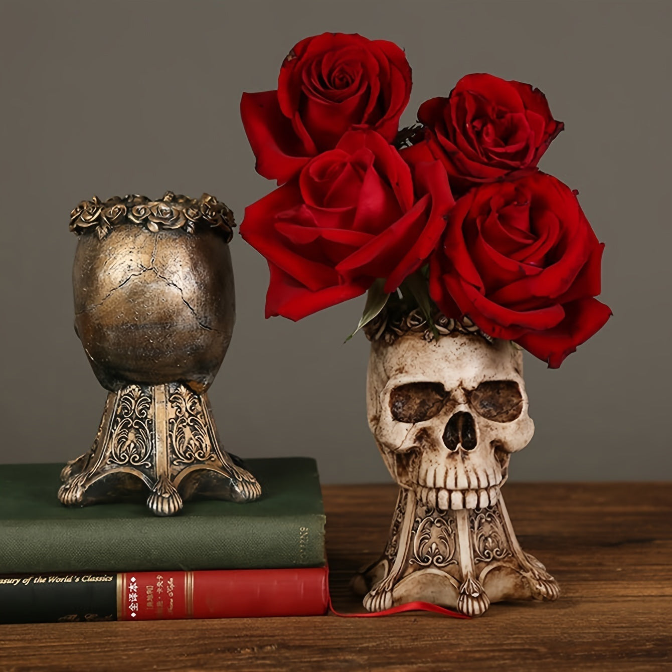 1pc Halloween Vase,Halloween Decoration Party Skull Design Flower Pot, Human Planter Container For Home Office Desk Decoration, Pot Plant Bowl Desktop Storage,homne Decor