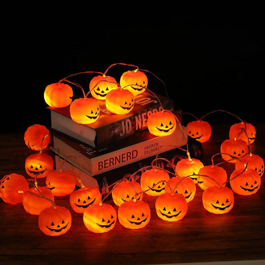 Halloween Pumpkin String Lights, Holiday LED Lights for Indoor Outdoor Decor,30 LED 11.81ft 3D Waterproof Orange Jack-O-Lantern Battery Operated Party Decorations