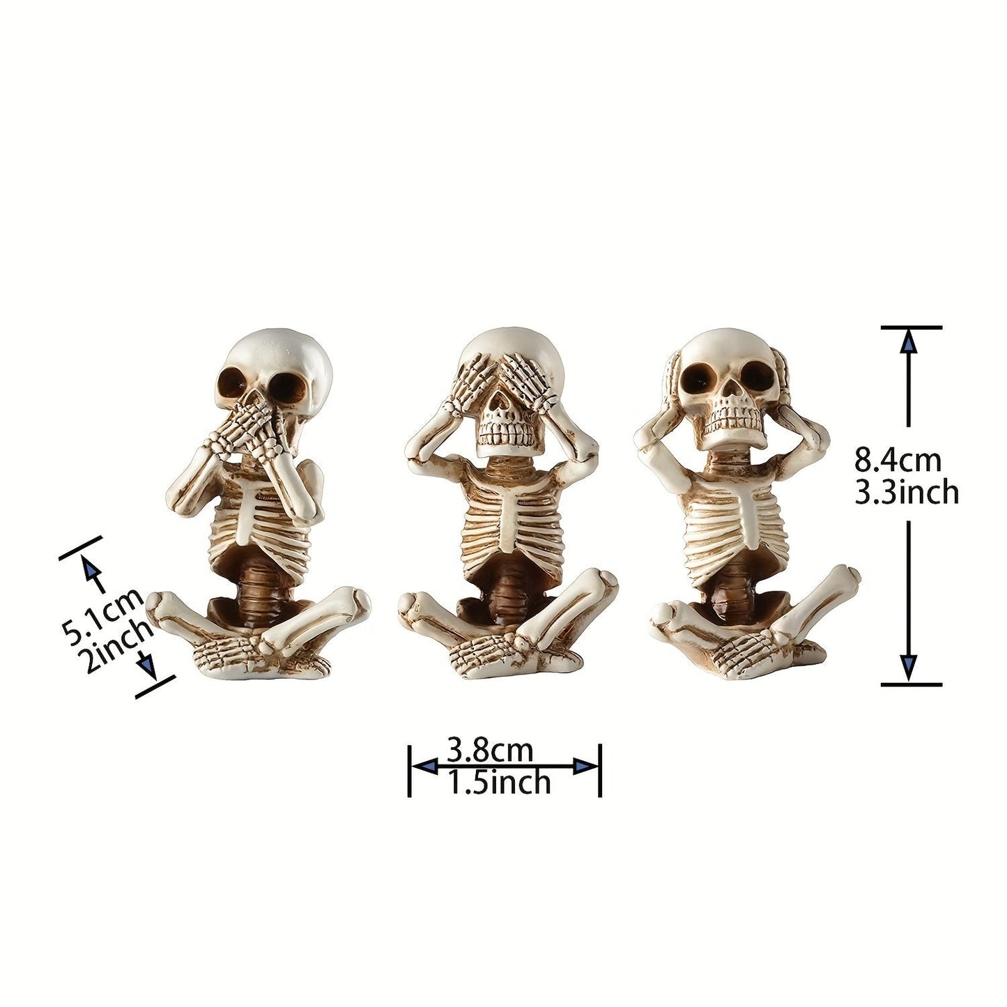 3pcs Skeletons Statue, Halloween Figurines Home Decorative Decor,Fantastic Ornaments Skull , Home Office Room Decor Birthday Halloween ,Indoor Home Decoration