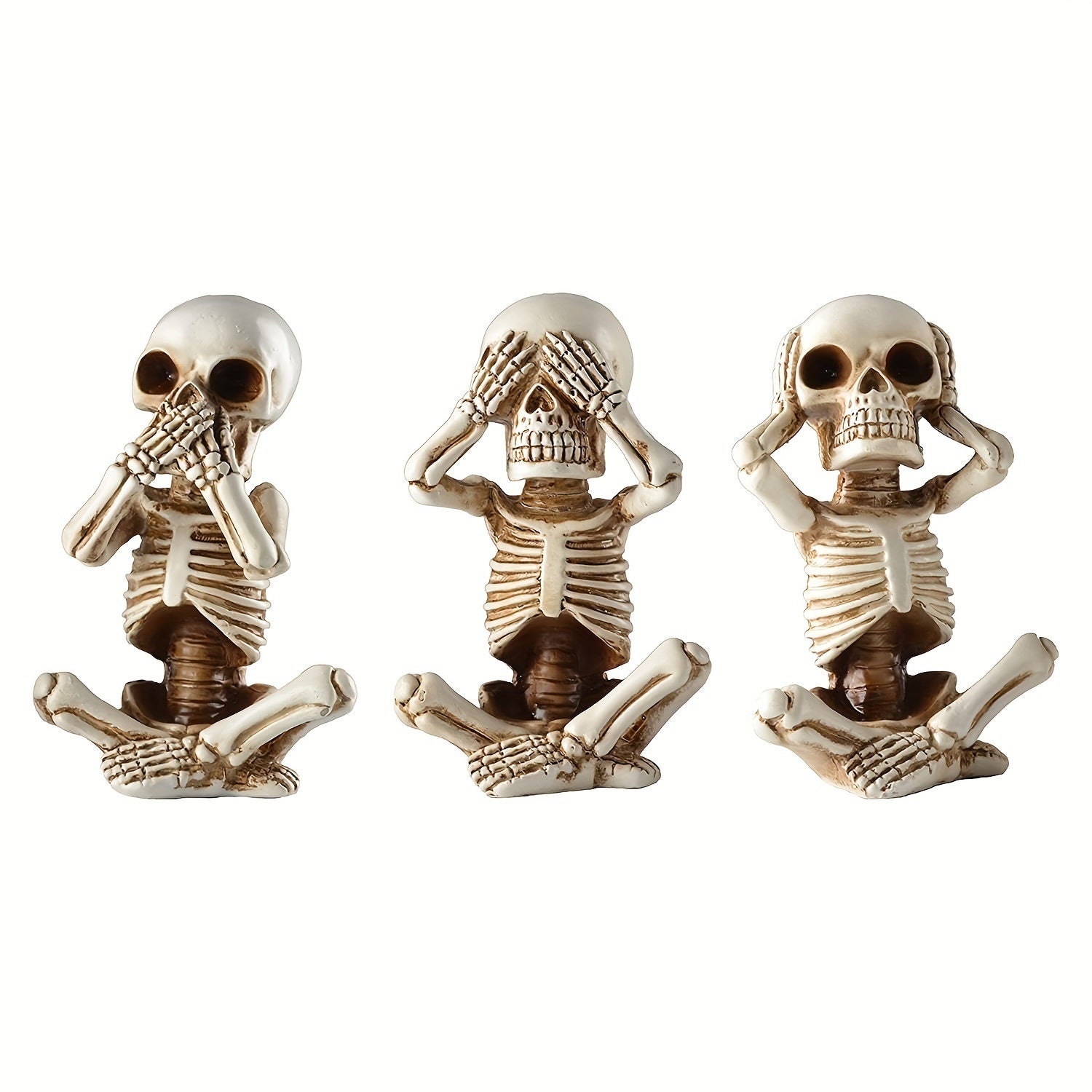 3pcs Skeletons Statue, Halloween Figurines Home Decorative Decor,Fantastic Ornaments Skull , Home Office Room Decor Birthday Halloween ,Indoor Home Decoration