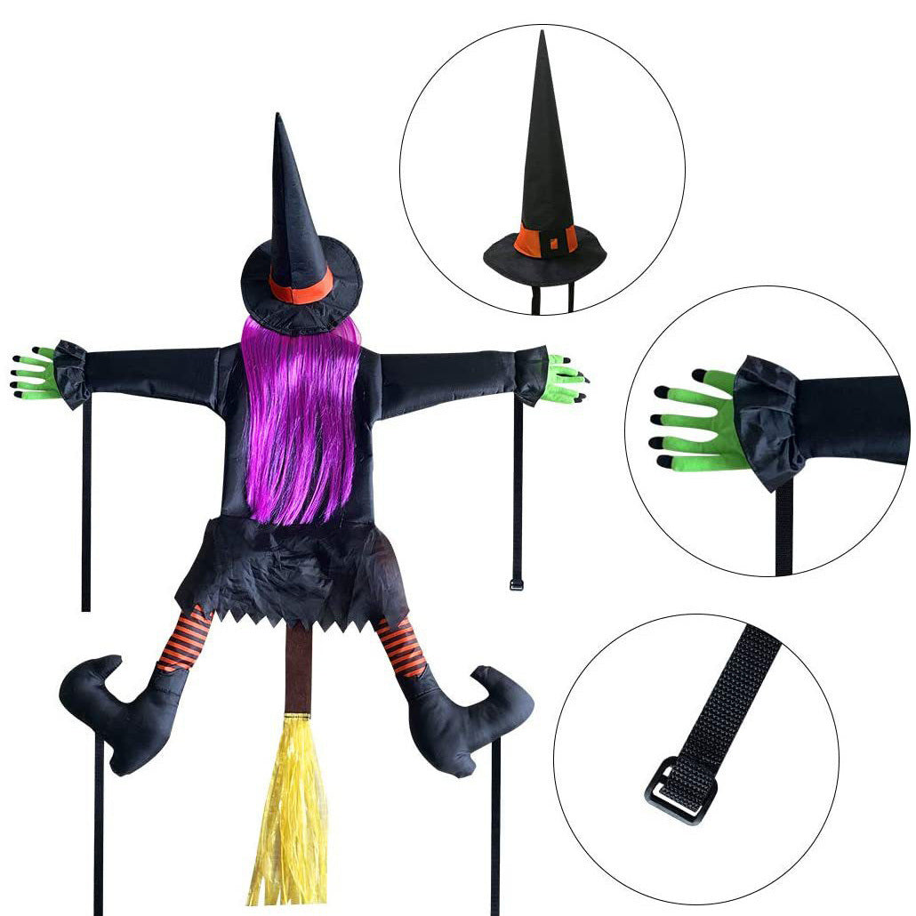 1pc Halloween Witch Doll, Courtyard Witch Crashing Into Tree Halloween Decoration ,Toys Funny Door Porch Tree Decors,home Decor