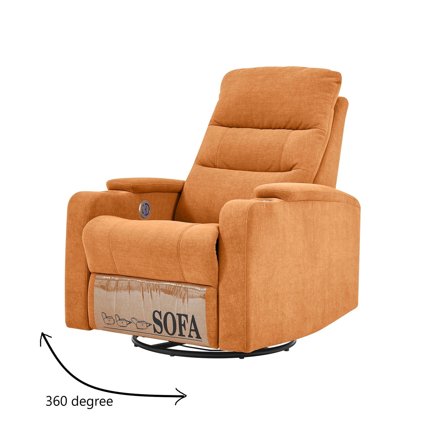 Swivel Rocking Recliner Sofa Chair With USB Charge Port & Cup Holder For Living Room, Bedroom