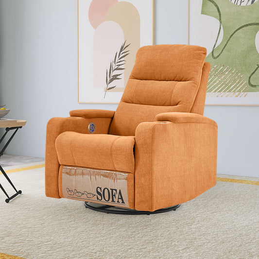 Swivel Rocking Recliner Sofa Chair With USB Charge Port & Cup Holder For Living Room, Bedroom