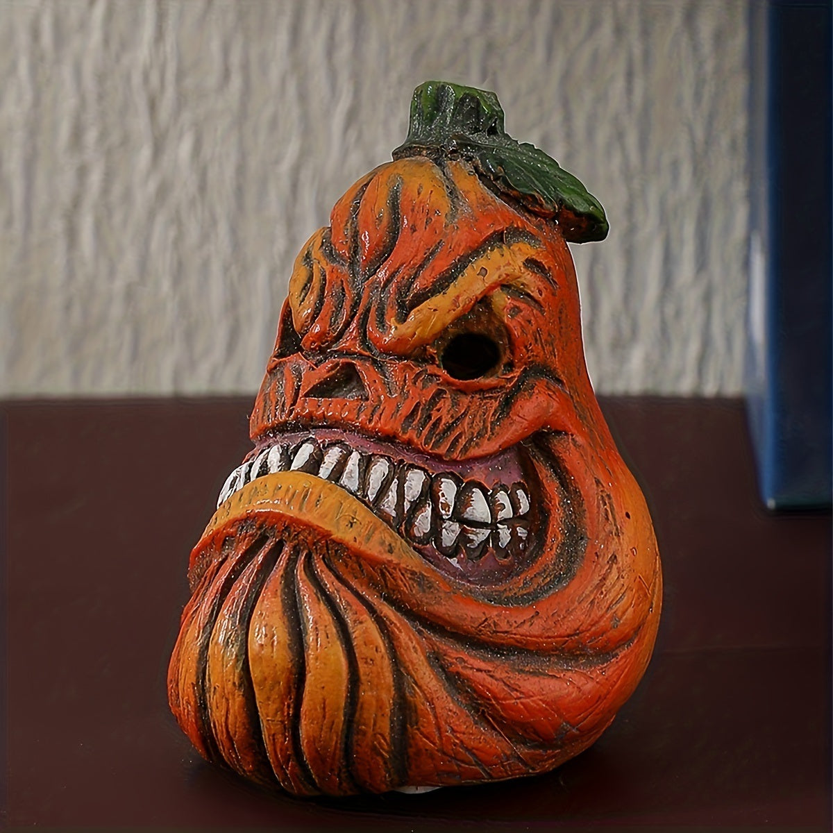 1pc Grinning Pumpkin Head Resin Statue - Perfect Halloween Decoration for Garden, Home, and Study