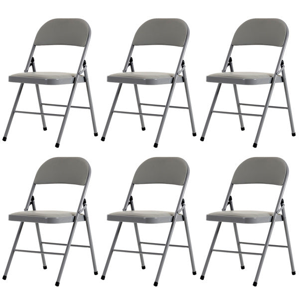 6pcs Elegant Foldable Iron & PVC Chairs for Convention & Exhibition Gray