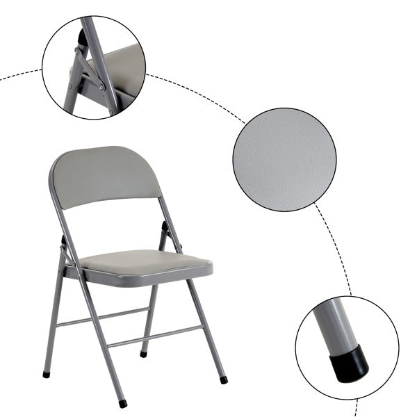 6pcs Elegant Foldable Iron & PVC Chairs for Convention & Exhibition Gray