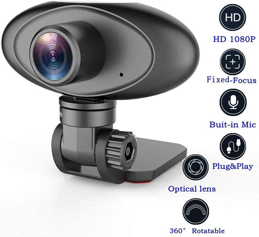 HD 1080P Webcam Noise Reducing Microphone Widescreen Rii RC100 USB Computer Desktop Camera for Video Calling Streaming Recording Conferencing Gaming 360 Rotat Low-Light Correction