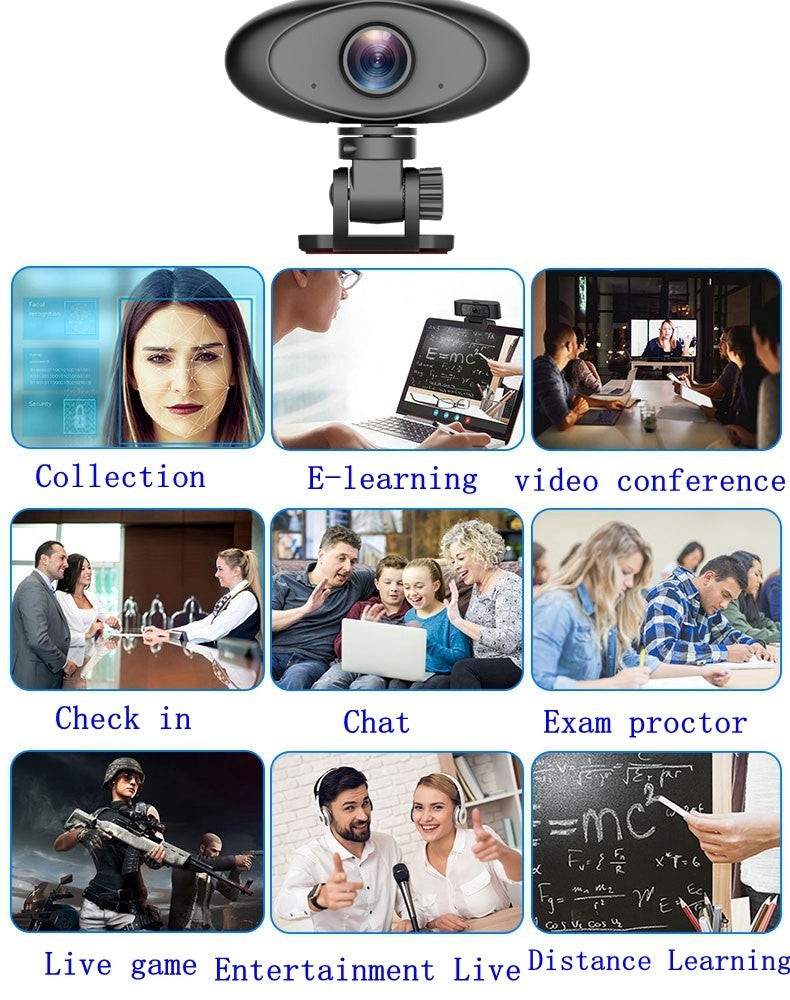HD 1080P Webcam Noise Reducing Microphone Widescreen Rii RC100 USB Computer Desktop Camera for Video Calling Streaming Recording Conferencing Gaming 360 Rotat Low-Light Correction