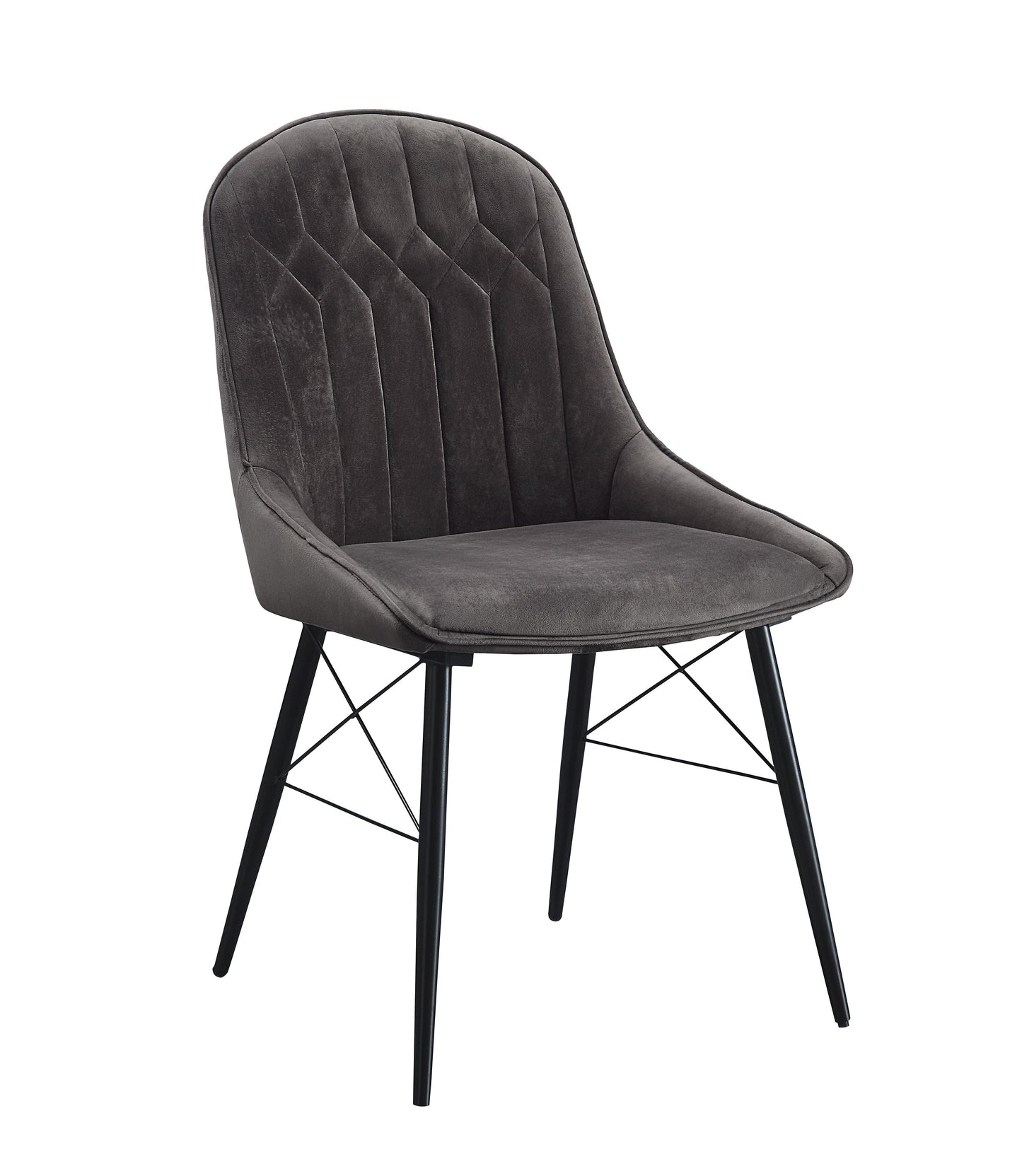 ACME Abraham Side Chair, Gray Fabric & Black Finish 74016