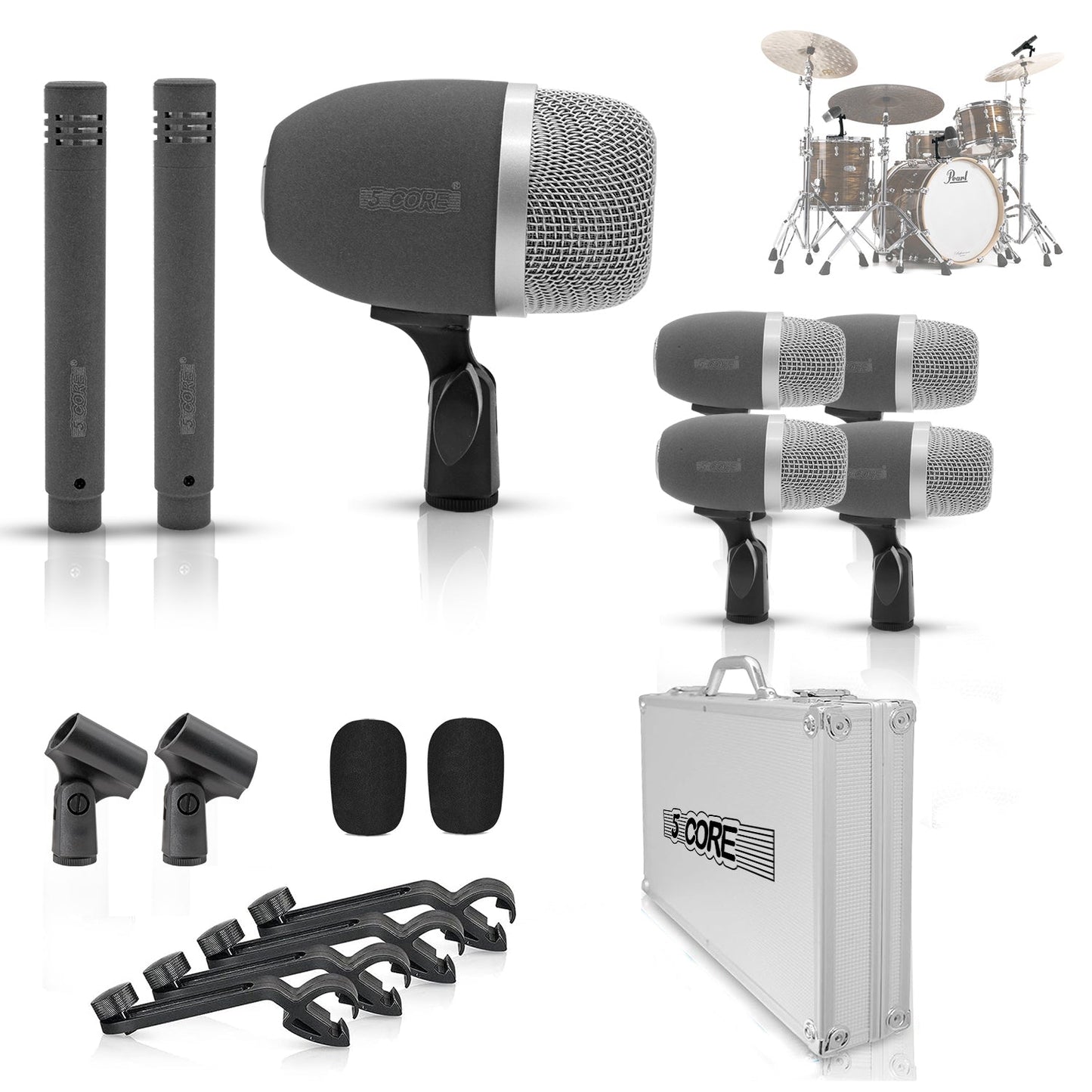 5Core Drum Mic Kit Professional 7 Piece Drumset Microphone Set Microfonos Para Bateria Acustica-1