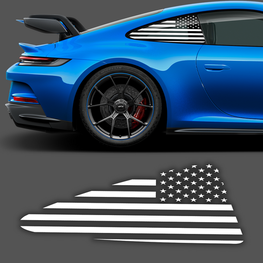 American Flag Rear Side Window Decal (2 Pcs) – Fits 2017-2019 Porsche 911 GT3-0