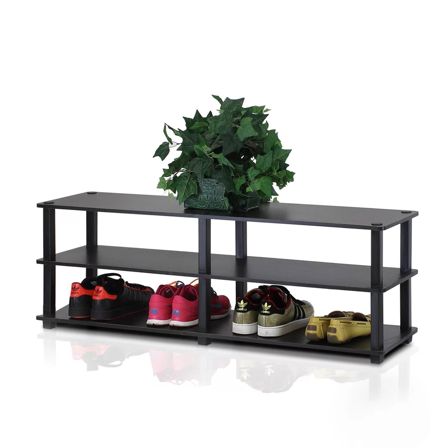 Modern 3-Shelf Espresso Black Shoe Rack - Holds up to 18 Pair of Shoes-0