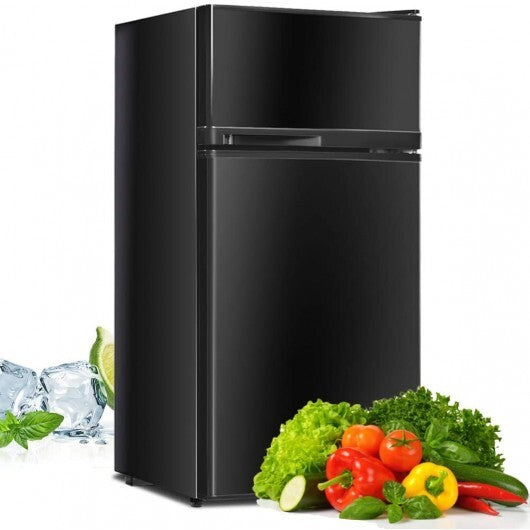 2 Doors Cold-rolled Sheet Compact Refrigerator-Black - Color: Black