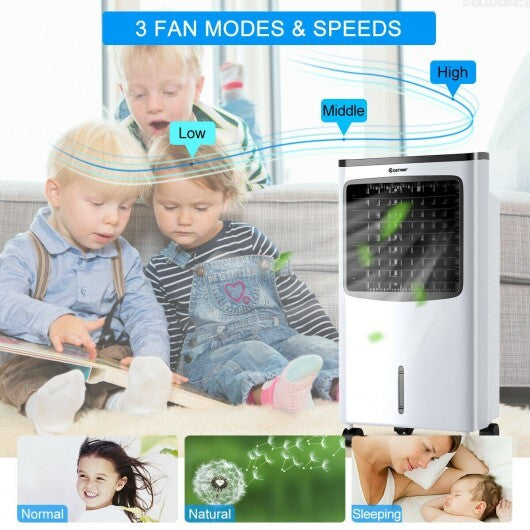 3-in-1 Portable Evaporative Air Conditioner Cooler with Remote Control for Home - Color: White
