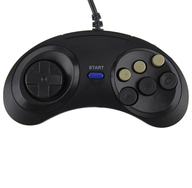 2X 6 Button Game Pad Controller For SEGA Genesis Black Old School Classic New