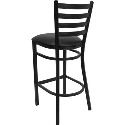 Black Metal Ladder-Back Restaurant Style Bar Stool-1