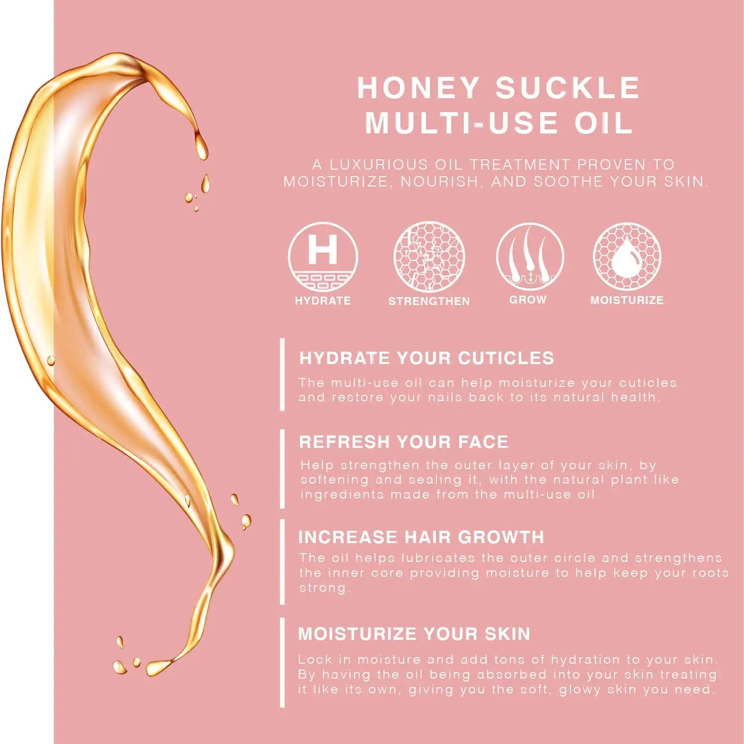 Provence Multi-Use Face, Body & Hair Oil - Hydrates Skin, Restores Shine - With Apricot, Coconut Oil & Vitamin E - 4 Fl Oz Honey Suckle Jasmine