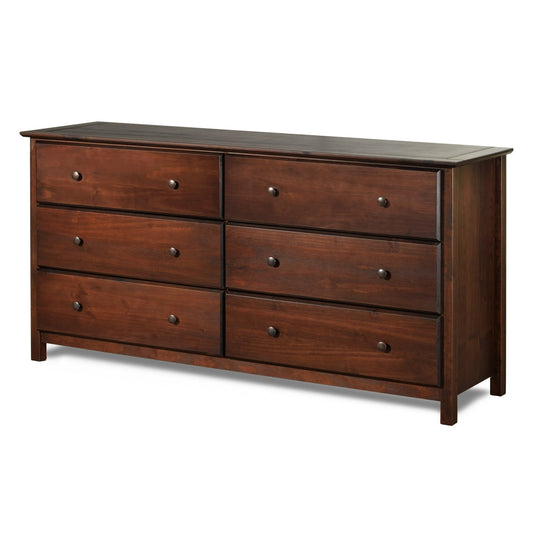 Farmhouse Solid Pine Wood 6 Drawer Dresser in Cherry Finish-0