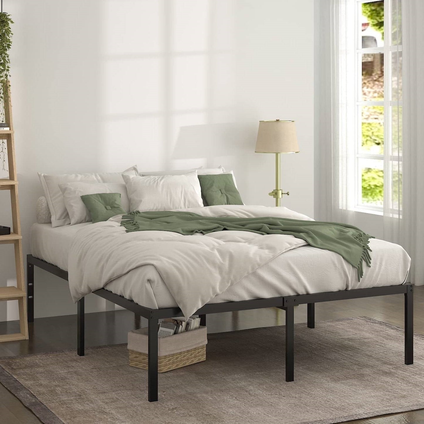 Full 18-inch Metal Platform Bed Frame with Under-Bed Storage Space